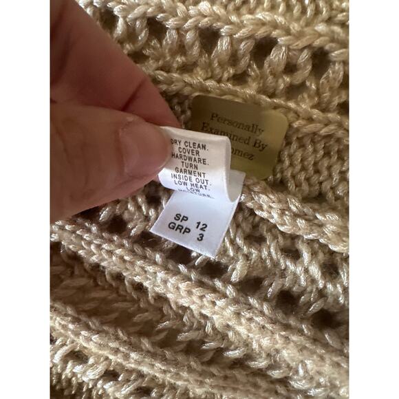 St. John Collection Knit Cardigan Short Sleeve Open Front Beige Small - Picture 5 of 7